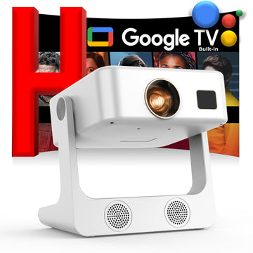 Outdoor-Projector-4K [Built-in Google TV/180°Rotatable Stand/Voice Control/E-Focus],Sovboi Smart-Movie-Projector with WiFi6 and Bluetooth, 2500 Brightness Portable-Proyector for 10,000+ Streaming Apps