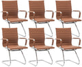 Cimota Waiting Room Chairs Set of 6 Leather Office Guest Chair Mid Back Reception Chairs with Sled Base for Meeting/patient/conference Room,