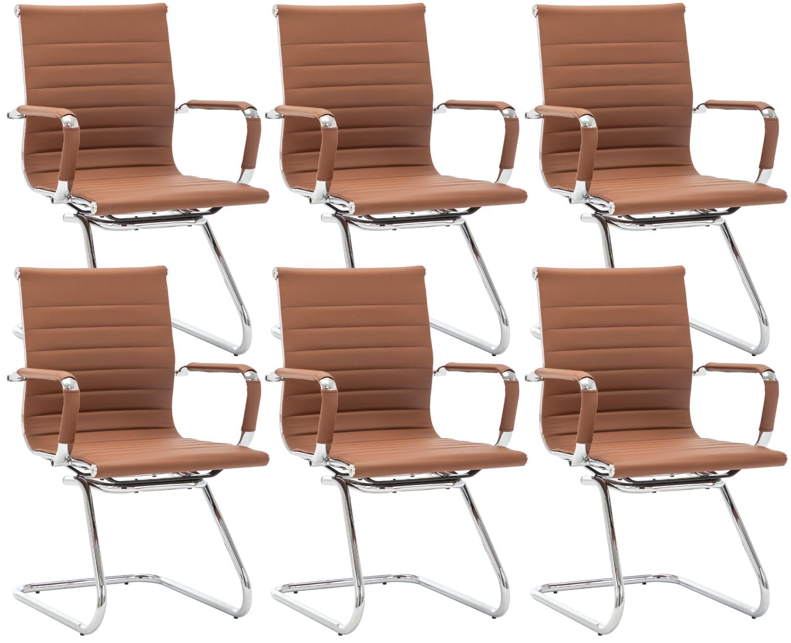 Cimota Waiting Room Chairs Set of 6 Leather Office Guest Chair Mid Back Reception Chairs with Sled Base for Meeting/patient/conference Room,