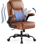 Gtpoffice Executive Office Chair with Comfortable Lumbar Support, Ergonomic Gaming Chair with Flip-up Armrests & Zoned Pressure-relief Cushion,