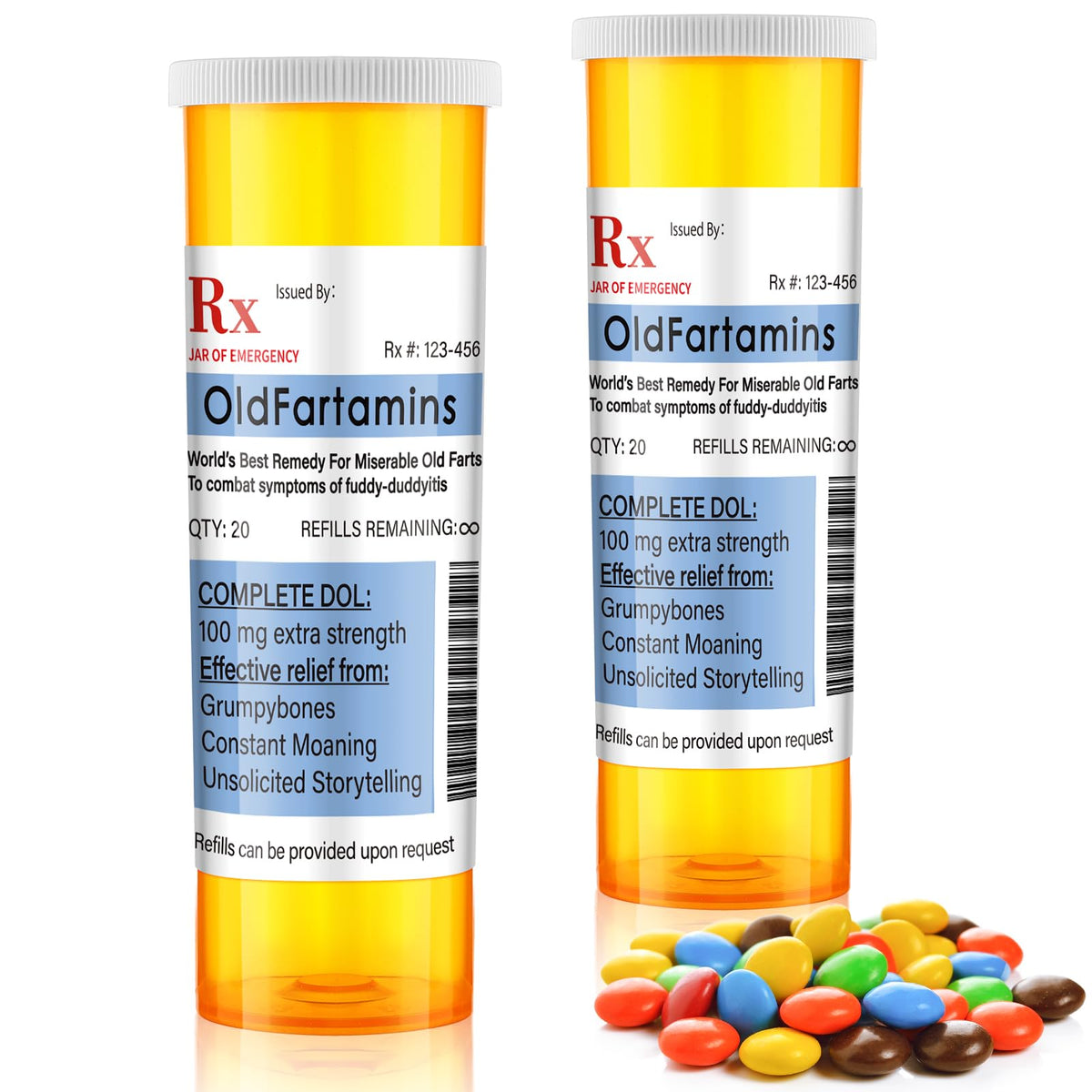 2 Set Father's Day Party Gift Funny Prank Pill Bottles with Sticker Without Candy 40th 50th 60th 70th Birthday Gift for Dad Him Men Novelty Joke Pill Bottles Gag Gifts for Father's Day Present Idea