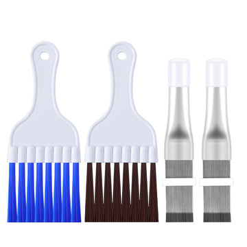 4 Pcs Air Conditioner Fin Comb Cleaner kit AC Coil Cleaning Brush Condenser Fin Straightener AC Evaporator Comb Radiator Repair Clean Tool (Blue)