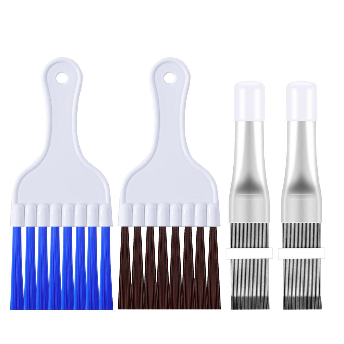 4 Pcs Air Conditioner Fin Comb Cleaner kit AC Coil Cleaning Brush Condenser Fin Straightener AC Evaporator Comb Radiator Repair Clean Tool (Blue)