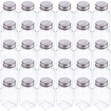Tebery 30 Pack Glass Salt and Pepper Shaker Set with Stainless Steel Mushroom Top, 2.7oz Spice bottle for Kitchen, Restaurants and Catering, Classic Design