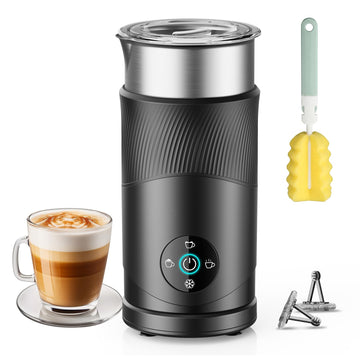 Ecoflarix 350ml Electric Milk Frother: 4-in-1 Hot & Cold - Grayish Black