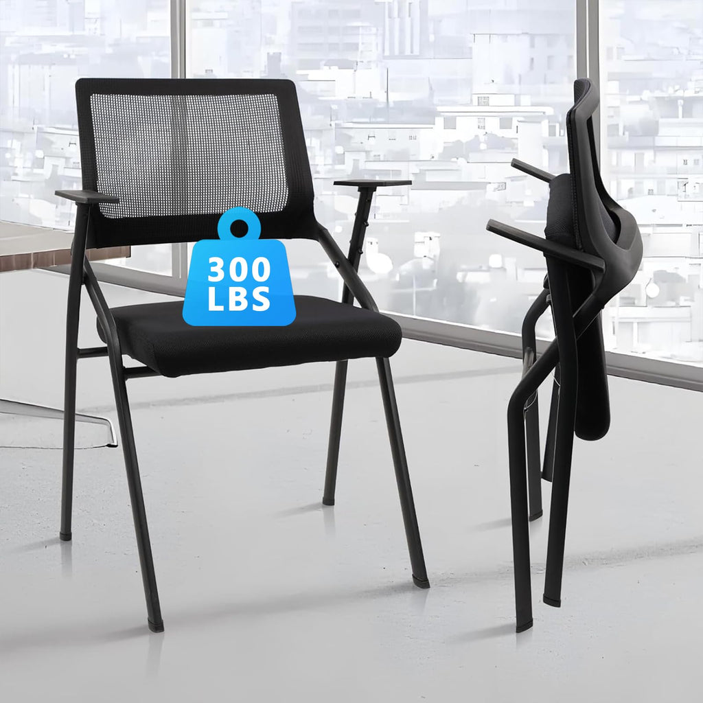 Clatina Stackable & Foldable Office Chairs with Ergonomic Lumbar Support and Thickened Seat Cushion, Folding Mesh Fabric Reception Guest Chair