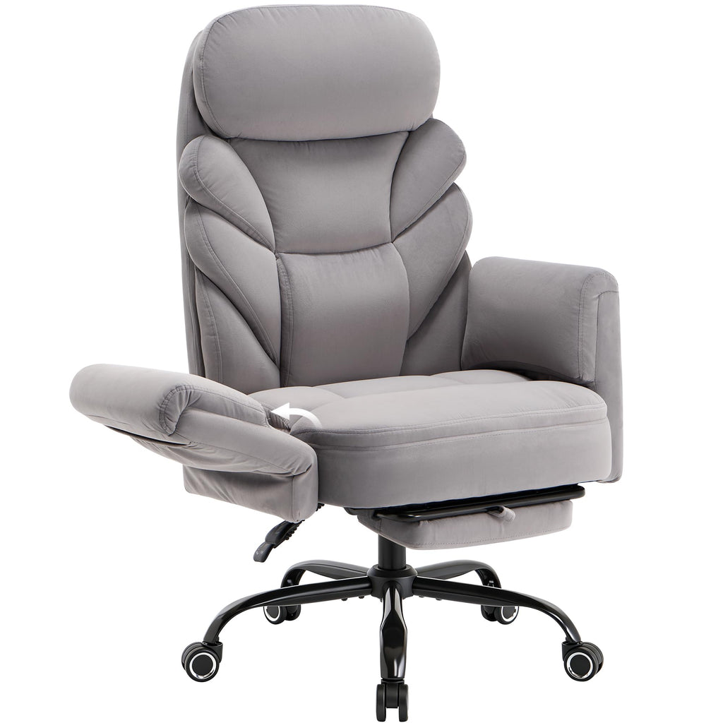 Big and Tall Office Chair, Reclining High Back Criss Cross Desk Chair, Oversized, Grey-fabric