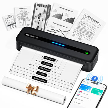 Phomemo Portable Printers Wireless for Travel, Inkless Portable Thermal Printer for Phone Laptop, Support 8.5'' x 11'' US Letter and A4 Szie, Bluetooth Mobile Printers for Vehicle Office Home Use