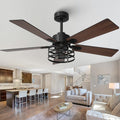 52" Farmhouse Ceiling Fan with Light and Remote, Outdoor Ceiling Fan Dual Finish 5 Blades 6-Speed Quiet and Reversible DC Motor, Ceiling Fans with Light for Bedroom Living Room and Patio