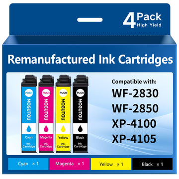 Remanufactured for Epson 212XL Ink Cartridges 4 Pack for XP-4105 | New Upgraded Chip, High Capacity, Compatible for Epson Workforce WF-2850 WF-2830 Expression Home XP-4100