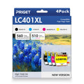 LC401XL LC401 MFC-J1010DW Ink Cartridges for Brother Printer LC 401XL MFC-J1010DW MFC-J1012DW MFC-J1170DW MFC-J1800DW Ink (4 Pack, Black/Cyan/Magenta/Yellow)