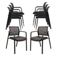 Clatina Stackable Office Chair, Mesh Back Guest Chairs with Comfortable Leather Seat Arms Stacking Ergonomic Desk Chair No Wheels for