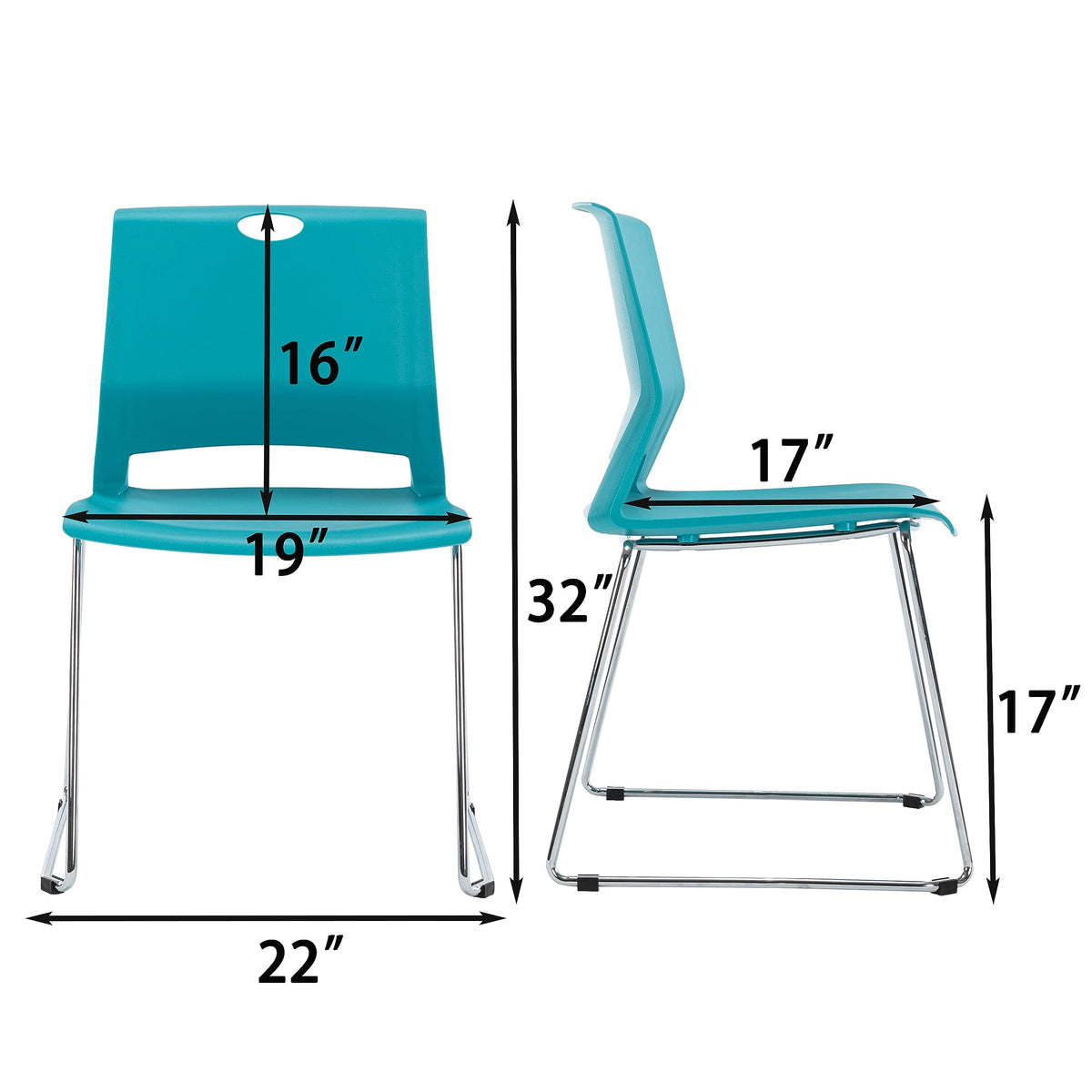 Sidanli Blue Stacking Chairs-set of 4, W22*D21*H32 INCH