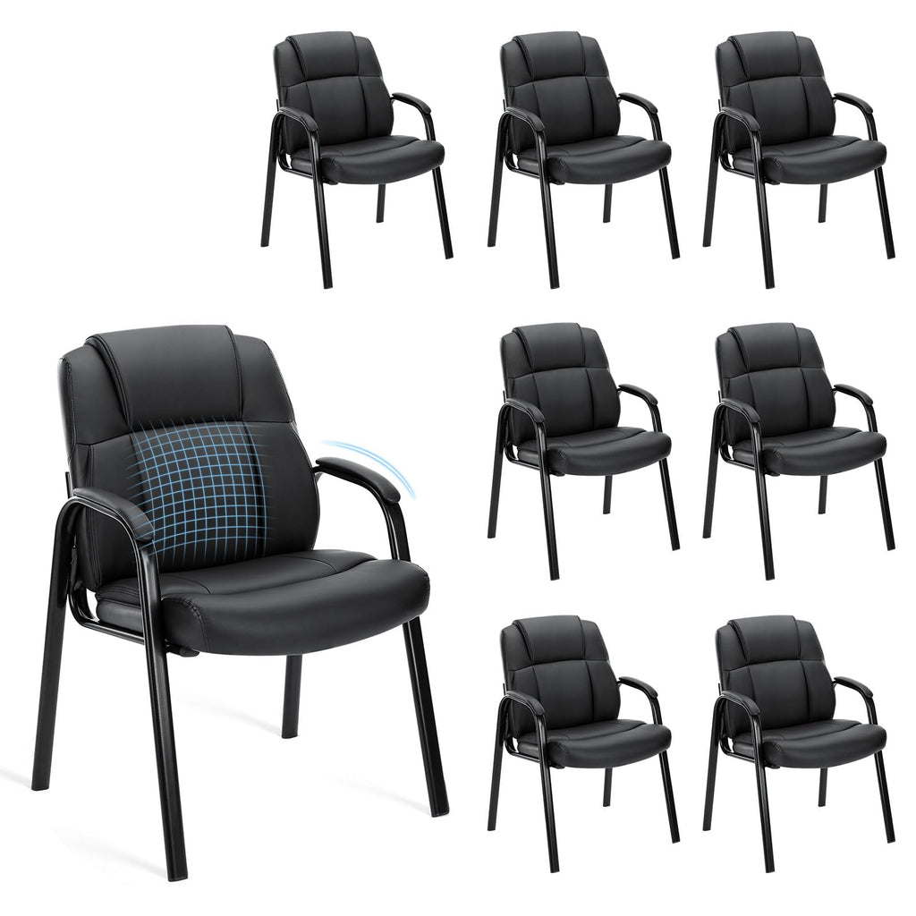 Olixis Waiting Room Chairs Set of 2, Leather Office Desk Reception Guest Stationary Side Chair with Padded Arms for Home Conference Lobby Area
