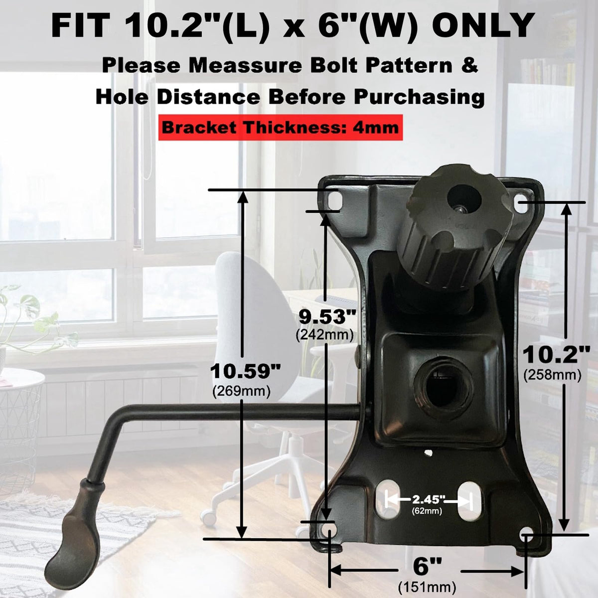 Hyejdrv Heavy Duty 500lbs Office Chair Tilt Control Mechanism Replacement Parts, Office Chair Swivel Tilt Base W/6" X 10.2" Mounting Holes -