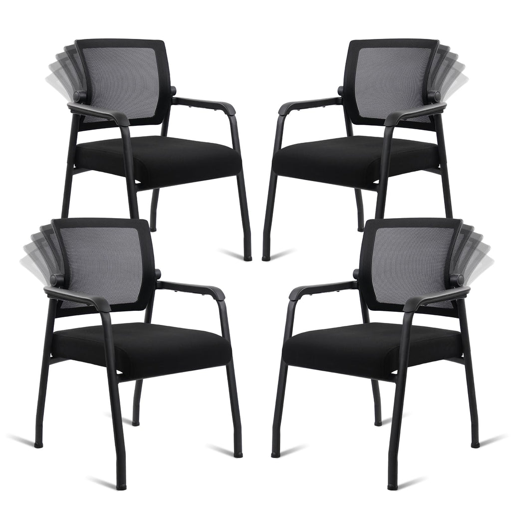 Klasika Desk Chair No Wheels with Adjustable Mesh Backrest, Arm Chair with Ergonomic Lumbar Support and Thickened Seats Cushion, Waiting Room