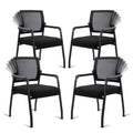 Klasika Desk Chair No Wheels with Adjustable Mesh Backrest, Arm Chair with Ergonomic Lumbar Support and Thickened Seats Cushion, Waiting Room