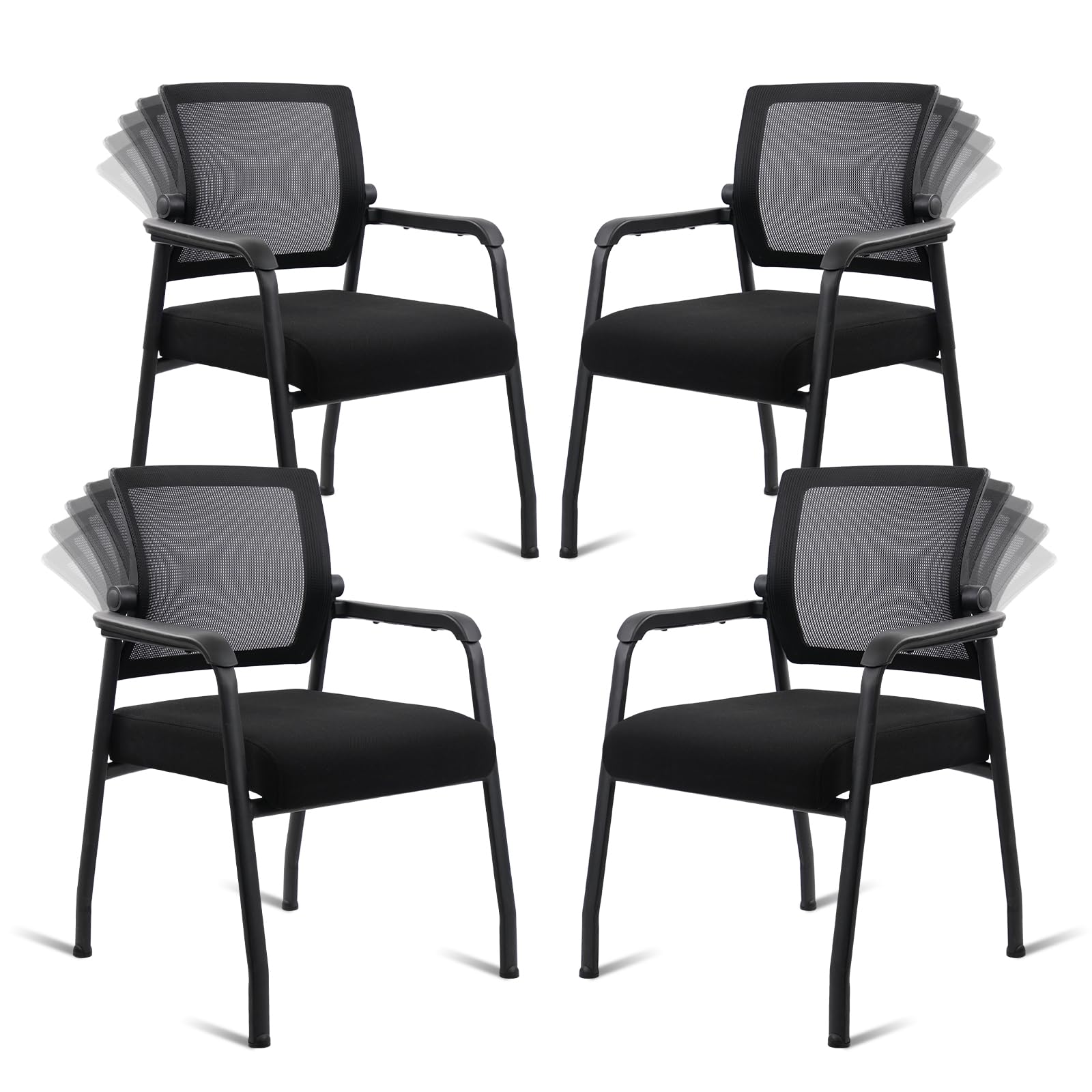 Klasika Desk Chair No Wheels with Adjustable Mesh Backrest, Arm Chair with Ergonomic Lumbar Support and Thickened Seats Cushion, Waiting Room