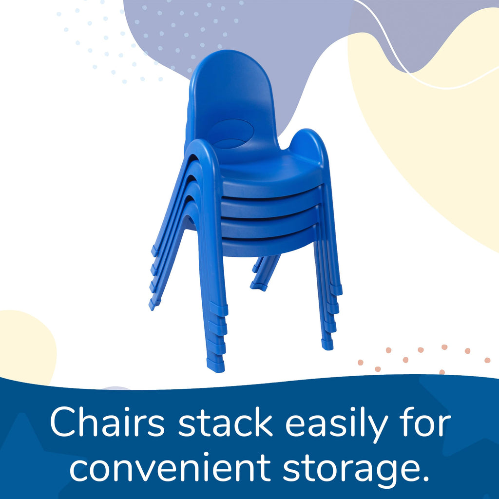 Children’s Factory Value Stack 13" Child Chair, Royal Blue, 2 Pack, Stackable Ergonomic Seating Solution for Classrooms and Homeschools