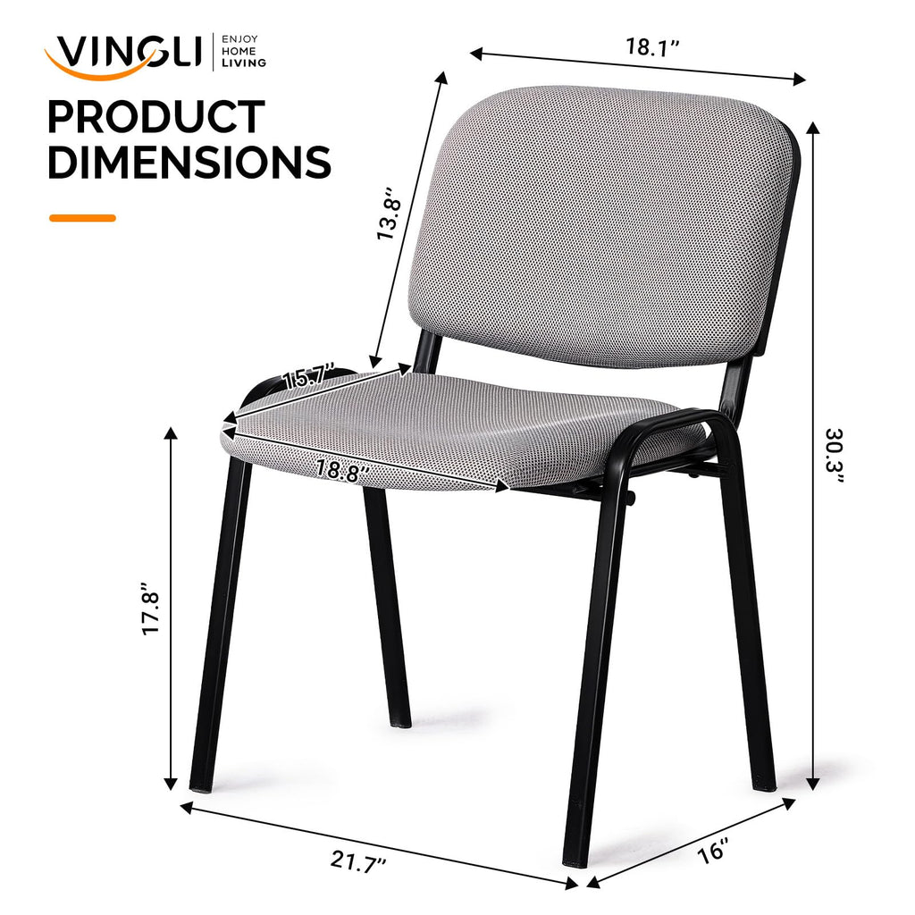 Vingli 10-pack Waiting Room Chairs, Stackable Chair for Office, Mesh-grey