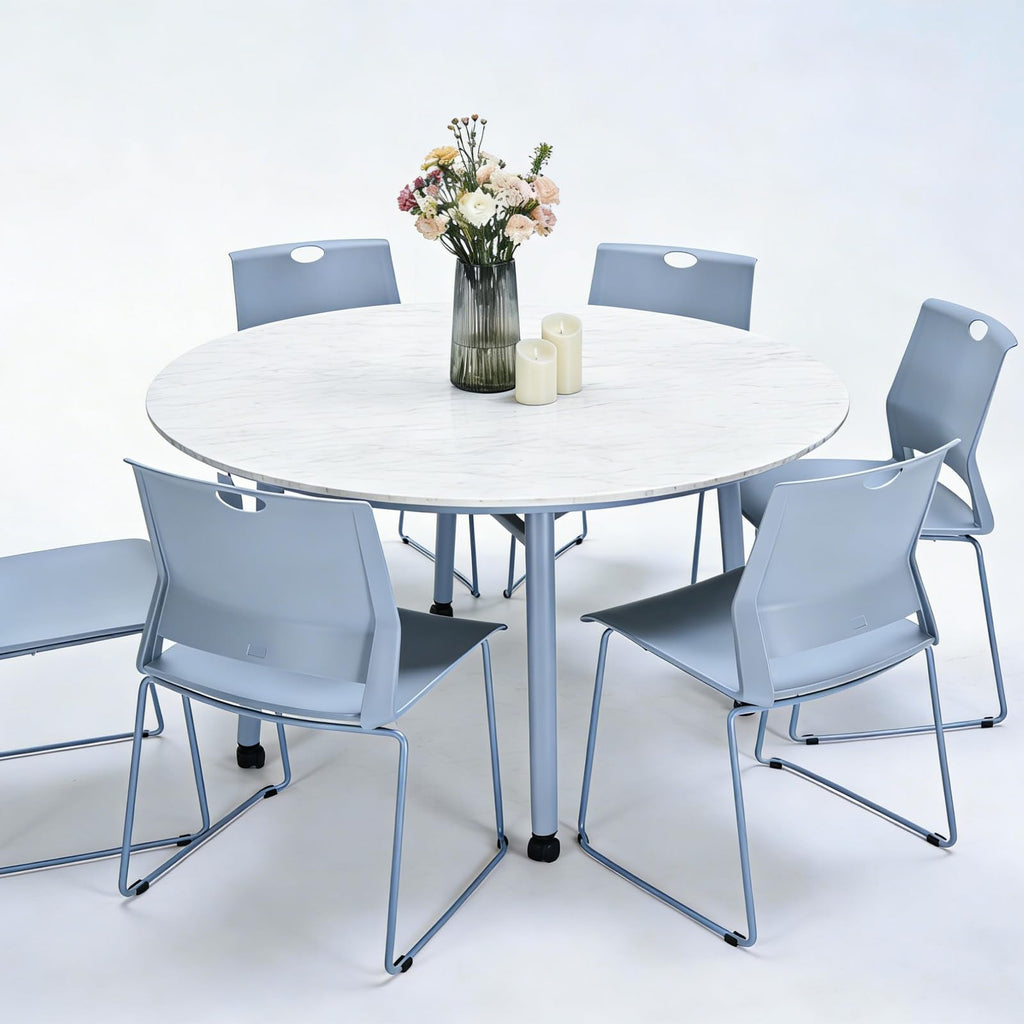 Grey Stackable Chairs Set of 4 for Break Conference Room Church Lobby