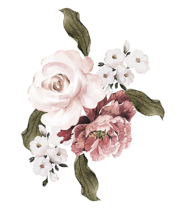 Murwall Rose Floral Wall Decal Pink Flower Wall Sticker Florals Bouqet Peel n Stick for Livingroom Bedroom