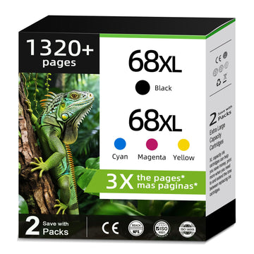 68XL Ink Cartridges Black Color Combo Pack for HP 68 XL 68e Printers Replacement for HP68XL HP68 for Envy 6155e 6555e 6152e 6552e 6558e 6110e 6500e 6520 6520e 6530e 6531e 6532e 6165e 6110e 6110r 6120e