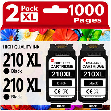 210XL Black Ink Cartridges High Capacity Excellent Printing Compatible with Canon PIXMA MP230 MP240 MP250 MP260 MP270 MP280 MP480 MP490 MP495 MP499 MX320 MX330 MX340 MX350 MX360 MX410 MX420