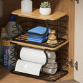 2-Pack Stackable Trash Bag Holder with Natural Fiber Top, 10-Inch Wide Opening Garbage Bag Dispenser for 13 to 33 Gallon Rolls, 11" x 7.1" x 5.9" Under Sink Organizer for Kitchen & Laundry