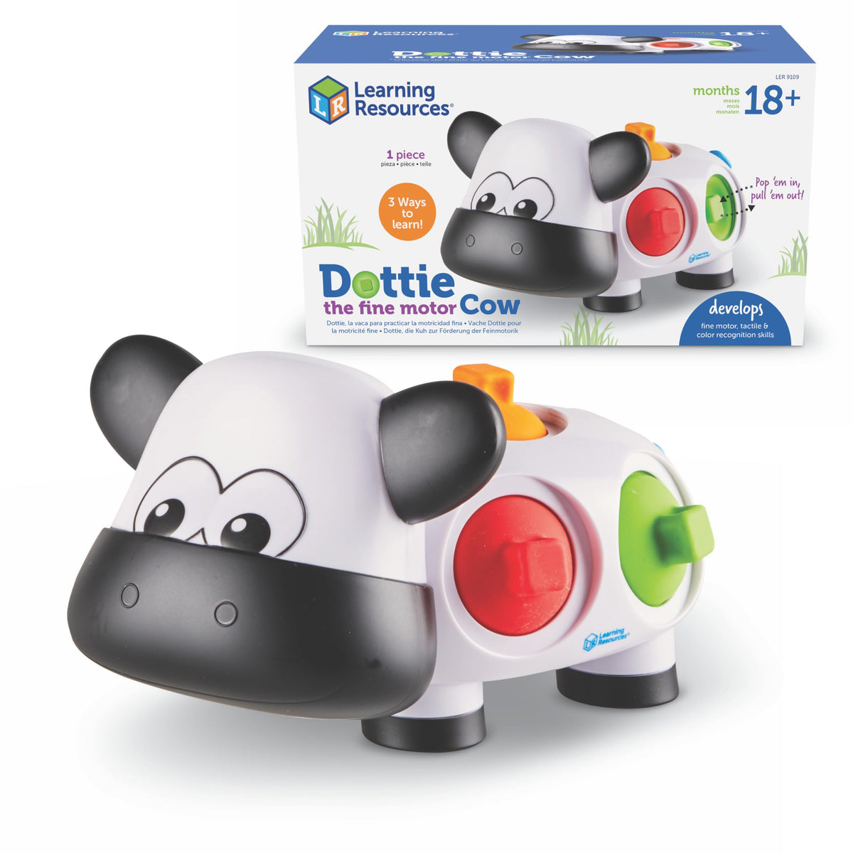 Learning Resources Dottie The Fine Motor Cow - Toddler Montessori Toys, Stacking Shape, Gifts for Boys and Girls, Sorting and Matching Skill Activities, Educational Games, Ages 18 Months+
