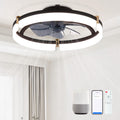 Smart Ceiling Fans with Lights Remote - 20'' WiFi Alexa Flush Mount Low Profile Modern Ceiling Fans for Bedroom - Stepless Color Temperature and 6 Speeds - Black