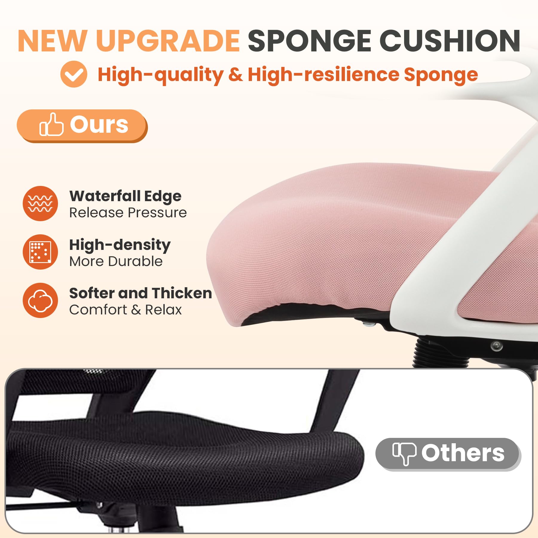 Hylone Drafting Chair Tall Office, Ergonomic Standing Desk Stool Adjustable Big and Tall Drafting Office Chair with Flip-up Armrests, Mesh, Pink