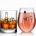Funny Engagement/Wedding Gift for Couples – Ring Finger Wine and Whiskey Glass Set–Cool Bridal Shower/Bachelorette Gift for Bride, Newlyweds,Just Married,Mr and Mrs