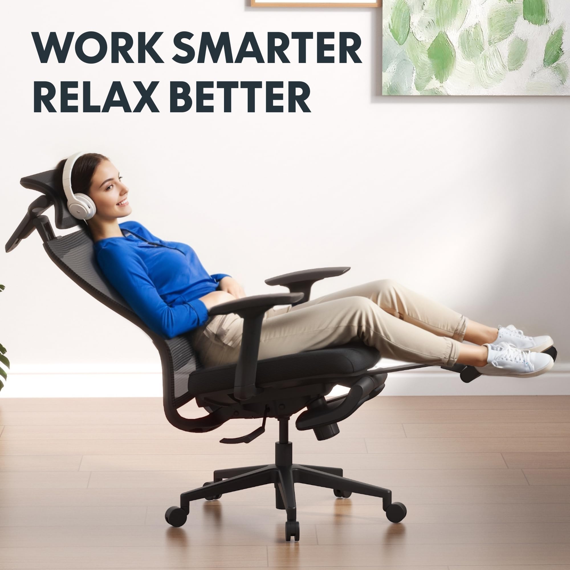 Flexispot Ergonomic Office Chair with Footrest, Mesh High Back Computer Chair, Home Office Desk Chairs, with Adjustable Lumbar Support/2d