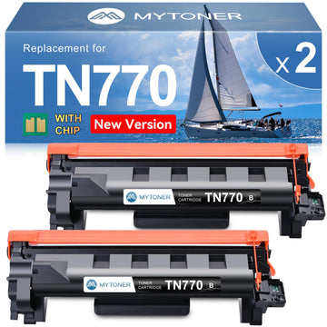 MYTONER TN770 Toner Replacement for Brother TN-770 TN770 Toner Cartridge | Super High Yield TN770 Black Toner Cartridge for HL-L2370DW L2370DWXL MFC-L2750DW L2750DWXL Printer 4,500 Page, 2-Pack