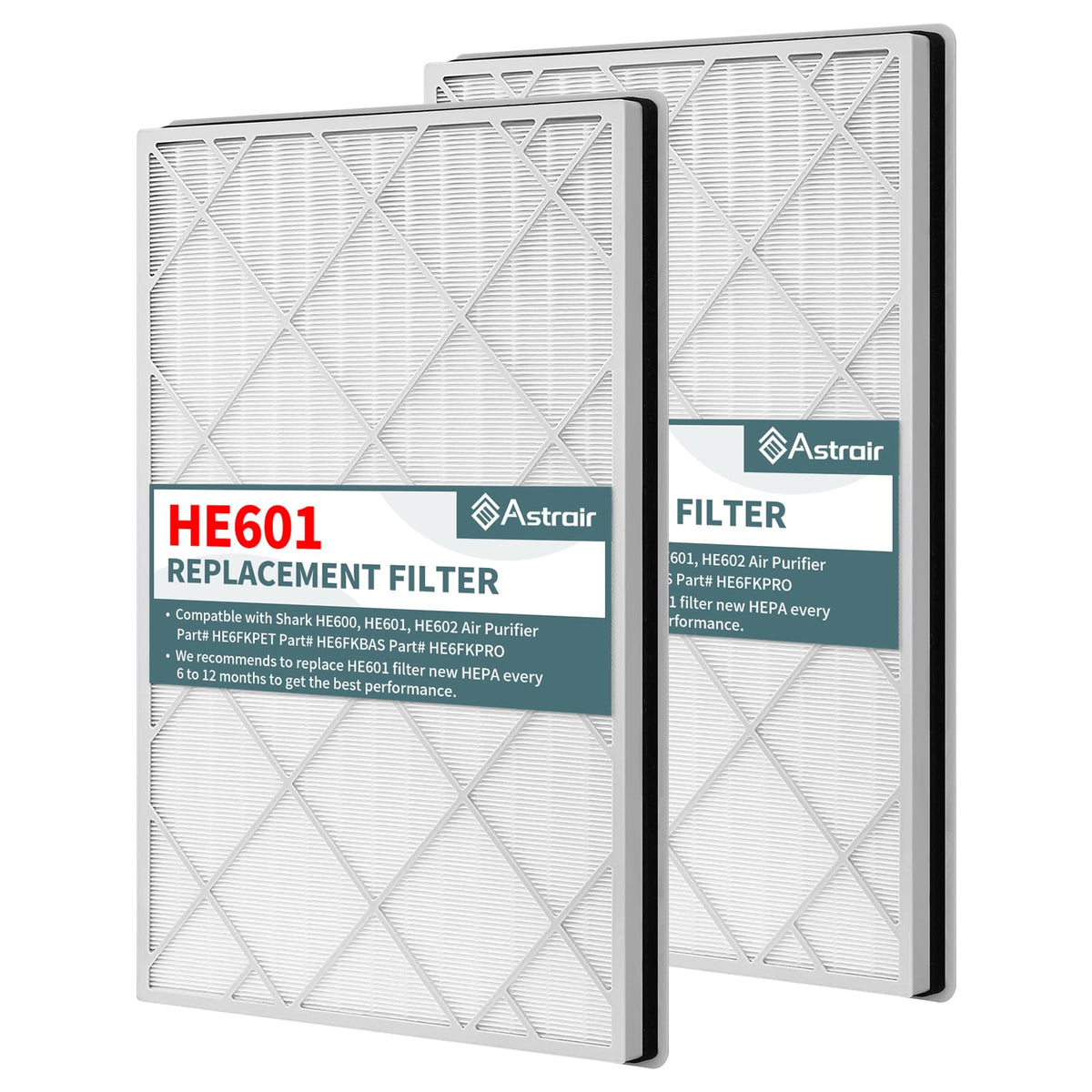 2-Pack HE601 HEPA Filter Replacement, Compatible with Shark Air Purifi-er 6 (HE601 & HE602) Part, HE6FKPET, True HEPA for Shark HE601 Air Purifi-er Filt-er Replacement | True HEPA for Shark HE601 Air Purifi-er Filt-er Replacement