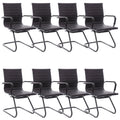 Dm Furniture Office Desk Chair No Wheels Set of 8 Pu Leather Computer Chairs Mid Back Guest Chairs for School Reception Conference Waiting