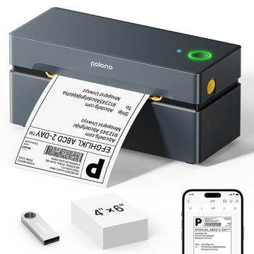 POLONO Bluetooth Thermal Shipping Label Printer, Wireless 4x6 Shipping Label Printer for Small Business, Support iOS, Android, Windows, Mac. Compatible with Amazon, Shopify, Etsy, USPS, Grey
