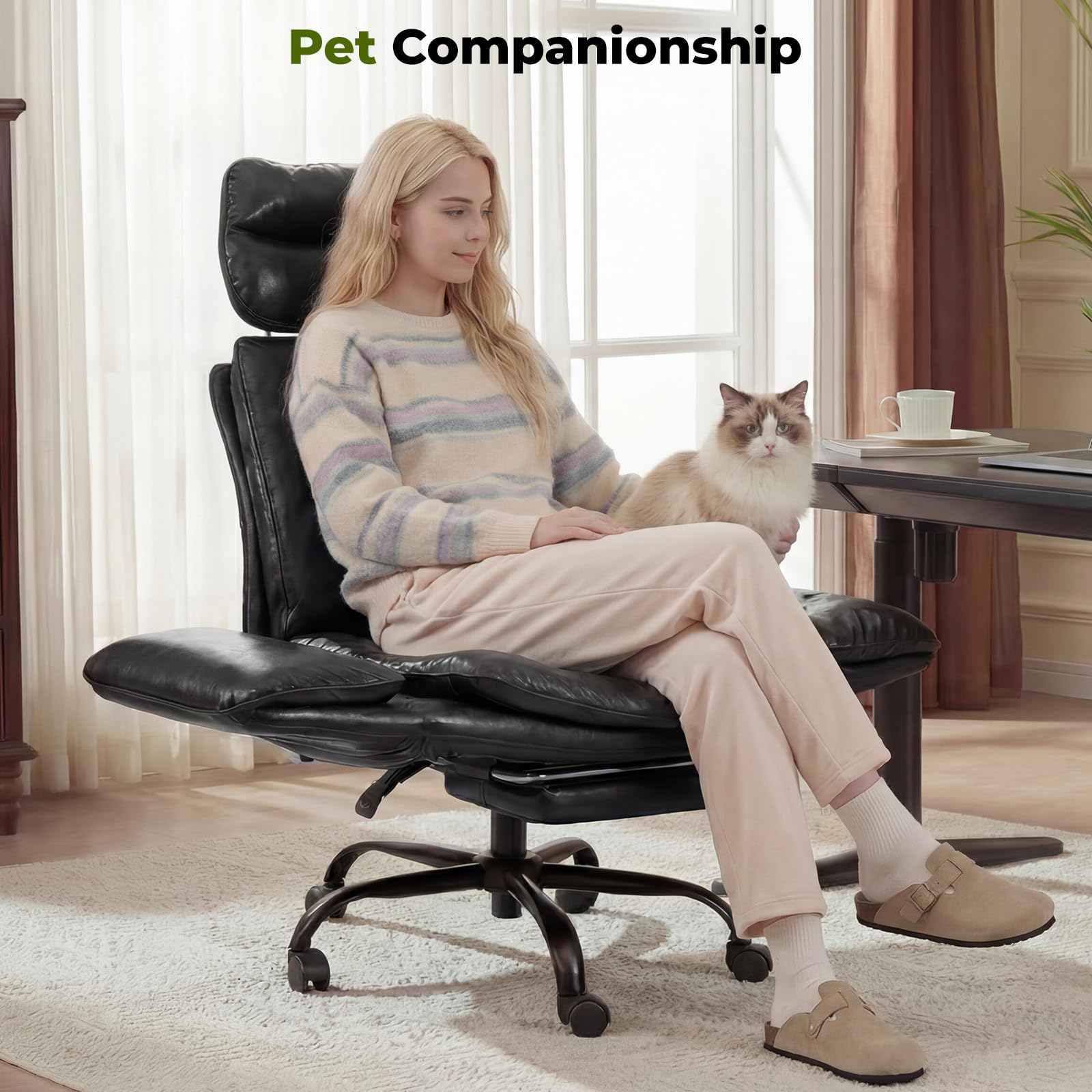Homrelexa Criss Cross Office Chair with Armrests & Wheels, Comfy Big and Tall Chair, Ergonomic Executive Gaming Computer Chairs with Foot Rest,