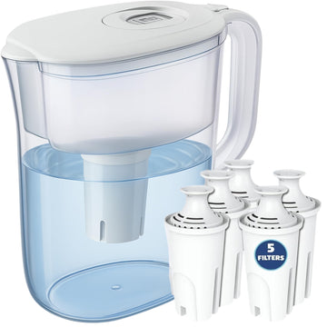 10-Cup Water Filter Pitcher with 5 Replacements, Electronic Change Reminder