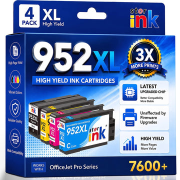 952 952XL Ink Cartridges Combo Pack for HP OfficeJet Pro 8710 7740 8720 | Remanufactured Ink Cartridges for HP 952XL Ink Cartridges Combo Pack (Black/Cyan/Magenta/Yellow) Latest Chip & High Yields
