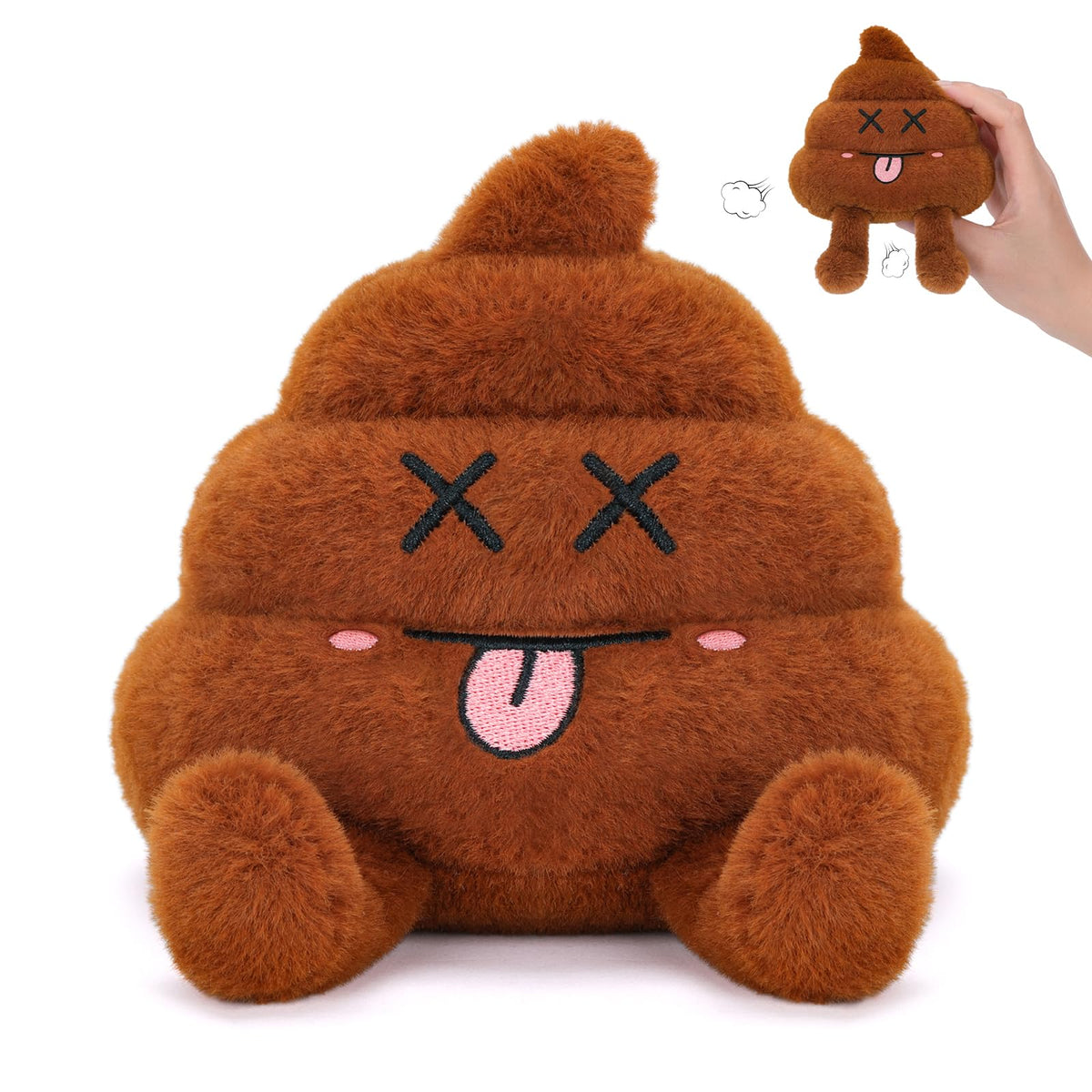 FunisFun Farting Poop Plush Toy – Fart Blaster Noise Maker with 30 Hilarious Fart Sounds for Pranks, Jokes, Funny Poop Toy Gag Gift for Adults, Kids, Pets