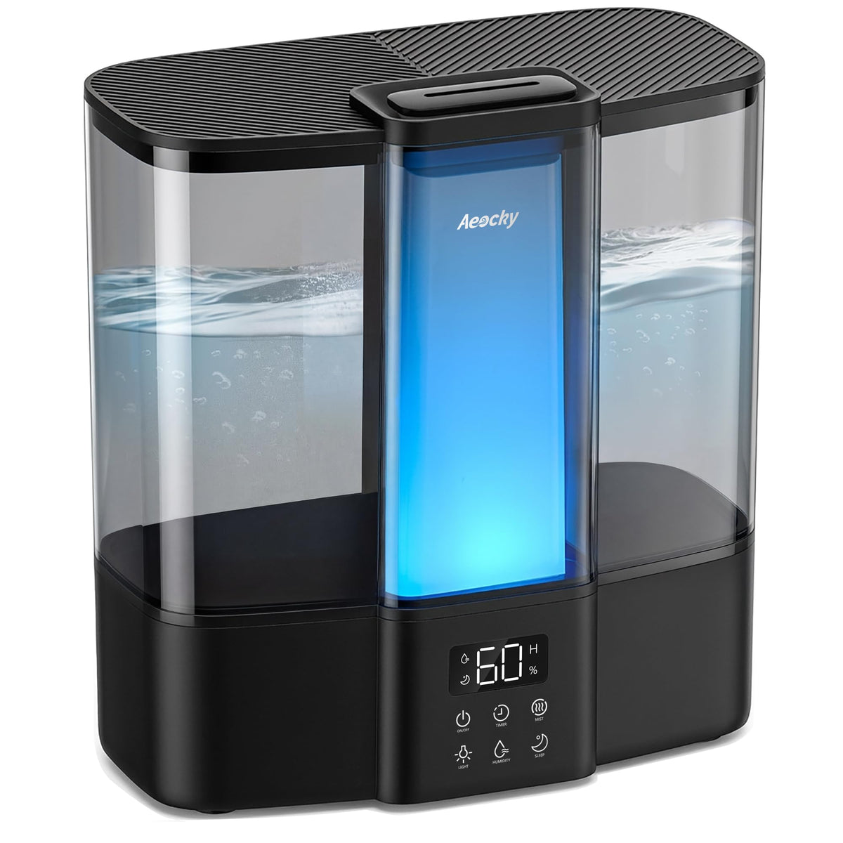 AEOCKY Geek-Level Humidifier for Baby, Quiet Ultrasonic Humidifiers for Bedroom, Nursery with Ambient Light, 4L Top-Fill Cool Mist Diffuser with Timer, Sleep, Auto, Constant Humidity Mode (Black)