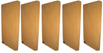 5 Pack Evaporative Cooling Pad, Kraft Paper, 48 in H x 12 in W x 4 in D - Replacement Media for Swamp Coolers, Evaporative Air Coolers & HVAC Systems