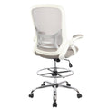 Hylone Drafting Chair, Tall Office Chair Standing Desk Stool with Adjustable Foot Ring, Flip-up Arms, Mesh High-back Drafting Table Chair,
