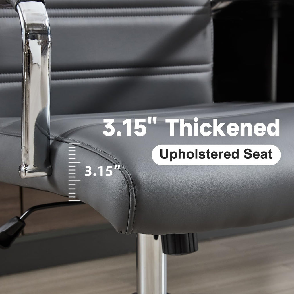 Office Desk Chair Leather, Conference Room Chairs with Wheels, Modern Executive Office Chairs Adjustable Height, Ergonomic Swivel Rolling