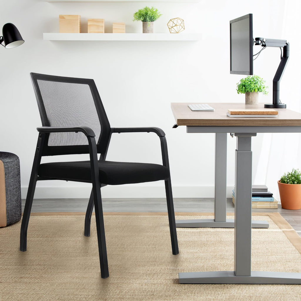 Klasika Desk Chair No Wheels, Arm Chair with Ergonomic Lumbar Support and Thickened Seats Cushion, Waiting Room Chairs for Office School Church