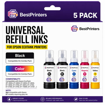 Universal Ink Refill Bottles - Compatible with Epson ET 4 Color Printer, Dye Based Ink