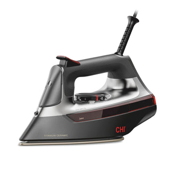 CHI 360 Precision Steam Iron, Titanium-Infused Ceramic Soleplate, Black and Silver, R13114 (Renewed)