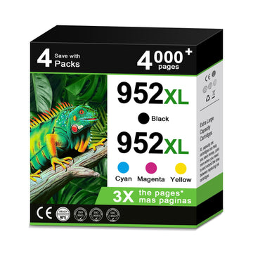 952XL Ink Cartridges Combo Pack for HP 952 XL Black Color Compatible for Printer 7740 8710 HP952 HP952XL OfficeJet 8720 8715 8210 8740 8702 8725 7720 8730 8700 8200 8216 8714 8745 (Chip Version-C75)